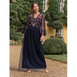 Love & Roses Love & Roses Flute Sleeve Maxi Dress bleu FR 48 (EU 46)