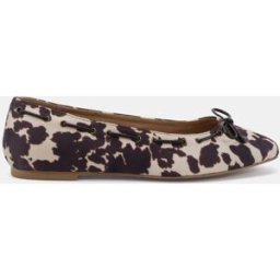 Novo Novo Flora Eyelet Detail Bow Flat Ballerinas Imprimé animal EU 37 (UK 4)