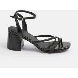 Yours Curve Yours Curve EEE Diamante Asymmetric Block Sandals Noir EU 39 (UK 6)