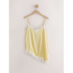 Next Débardeur asymétrique en satin et dentelle. jaune FR 48 (EU 46)