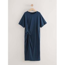 Next Robe d'été à t-shirt torsadé en jersey bleu FR 44 Petite (EU 42 P)