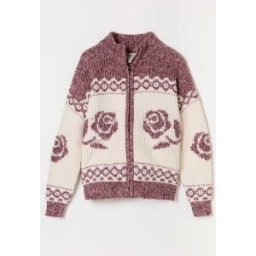 Fat Face FatFace Aria Knitted Floral Zip Through Cardigan violet FR 42 (EU 40)