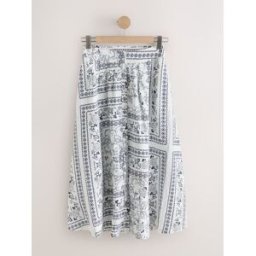 Next Jupe mi-longue en lin N. Premium pâle FR 38 Regular (EU 36)
