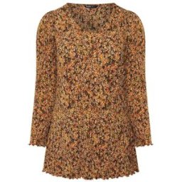 Yours Curve Yours Curve Plisse Fluted Ditsy Floral Tunic Top orange FR 50 (EU 48)