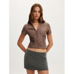 Cotton On Cotton On Maya Rouched Shirt Brun FR 44 (EU 42)