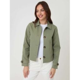 Threadbare Threadbare Cropped Trench Coat vert FR 46 (EU 44)