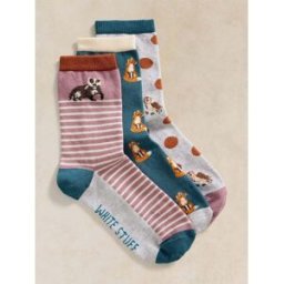 White Stuff White Stuff Woodland Animal Socks 3 Pack violet 39-42.5