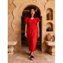 Live Unlimited Live Unlimited Shirred Broiderie Midi Dress rouge FR 52 (EU 50)