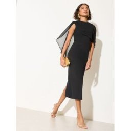 Friends Like These Friends Like These Robe midi asymétrique sans manches à cape Noir FR 50 (EU 48)