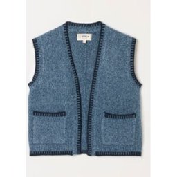 Fat Face FatFace Knitted Edge to Edge Sleeveless Cardigan bleu FR 40 (EU 38)