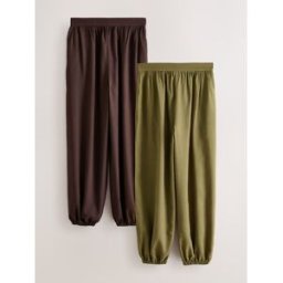 Next Pantalon ballon en lin 2 Pack Brun FR 50 Petite (EU 48 P)