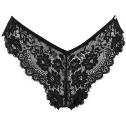 Pour Moi Pour Moi India Eyelash Lace Thong V Knicker Noir FR 48 (EU 46)