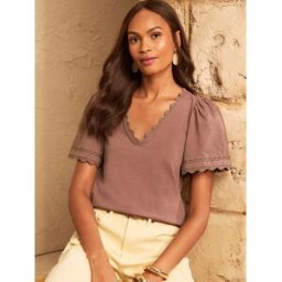 Love & Roses Love & Roses V-Neck T-Shirt Brun FR 38 (EU 36)
