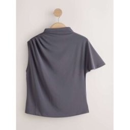 Next Haut asymétrique drapé à manches courtes bleu M Regular (FR 42-44)