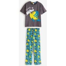 Vanilla Underground Vanilla Underground Disney The Little Mermaid Flounder 100% Cotton Short Sleeve Long Leg Pyjamas Set Gris XXL (FR 50-52)