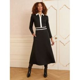 Love & Roses Love & Roses Contrast Ponte Midi Dress Noir FR 48 (EU 46)