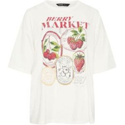 Yours Curve Yours Curve Boxy Placement Print T-Shirt crème FR 50 (EU 48)