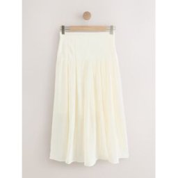 Next Jupe Midi plissée crème FR 42 Regular (EU 40 R)
