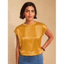 Love & Roses Love & Roses Satin Front Jersey T-Shirt jaune FR 38 (EU 36)