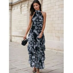 Religion Religion Taylor Maxi Dress With Full Ruffle Skirt Noir FR 38 (EU 36)