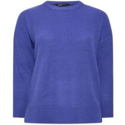 Yours Curve Yours Curve Crew Neck Knitted Jumper bleu FR 44-46 (EU 42-44)