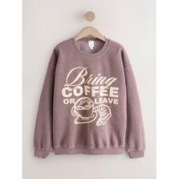 Next Washed Slogan Sweatshirt Brun S (FR 38-40)
