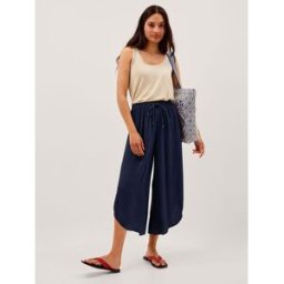 Monsoon Monsoon Teri Drawstring Culotte Trousers bleu XL (FR 50-52)