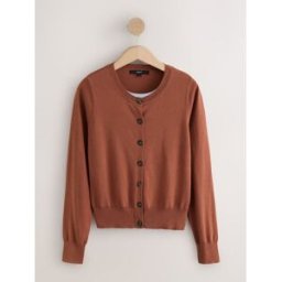 Next Cardigan à couches ouvertes en coton doux Brun M Regular (FR 42-44)