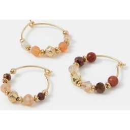 Accessorize Accessorize 3-Pack Mini Beaded Hoop Earrings doré Un an