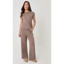 Threadbare Threadbare Relaxed Fit Tie Top & Wide Leg Trousers Set Brun M (FR 42-44)