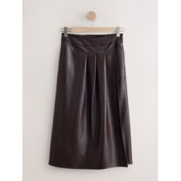 Next Jupe kilt mi-longue en similicuir Brun FR 42 Regular (EU 40 R)