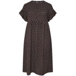 Yours Curve Yours Curve Frilled Sleeve Dress Brun FR 50 (EU 48)