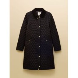 Joules Joules Rosewell Longline Diamond Quilted Showerproof Coat Noir FR 44 (EU 42)