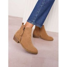 Friends Like These Friends Like These bottes cubaines en similicuir à talons mi-hauts et fermeture éclair latérale Brun EU 42 (UK 9 W)