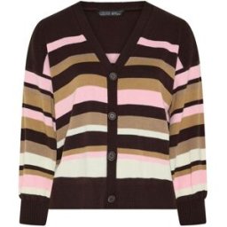 Yours Curve Yours Curve Limited Stripe Balloon Sleeve Cardigan Brun FR 48-50 (EU 46-48)