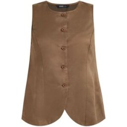 Yours Curve Yours Curve Suedette Waistcoat Brun FR 46 (EU 44)
