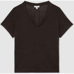 Reiss Reiss Lola Linen V-Neck T-Shirt Brun M (FR 42-44)
