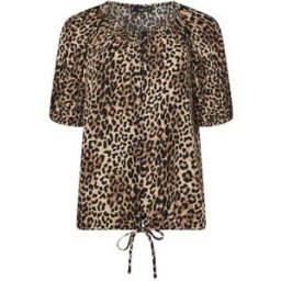 M & Co M & Co Animal Print Short Sleeve Scoop Neck Blouse Brun FR 48 (EU 46)