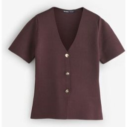 Threadbare Threadbare V-Neck Compact Knitted Top Brun FR 42 (EU 40)