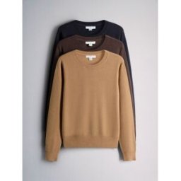 The Set The Set 3 Pack Soft Knit Crew Neck Long Sleeve Jumpers Brun L (FR 46-48)