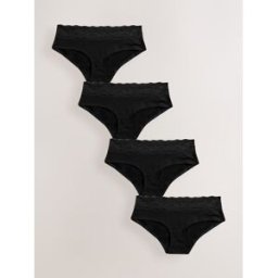 Next Lot de 4 culottes en coton et dentelle Noir FR 40 (EU 38)