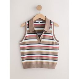 Next Polo sans manches en maille fine Brun XL Regular (FR 50-52)