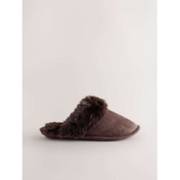 Next Faux Fur Mule Slippers Brun Médium