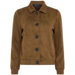 M & Co M & Co Button Up Faux Suede Jacket Brun FR 44 (EU 42)