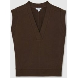 Reiss Reiss Willa Cotton-Blend Sleeveless V-Neck Sweat Top Brun L (FR 46-48)