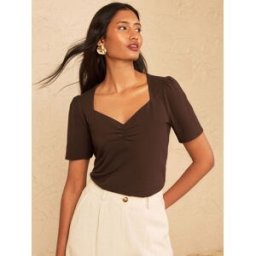 Love & Roses Love & Roses Short Sleeve Sweetheart Top Brun FR 48 (EU 46)
