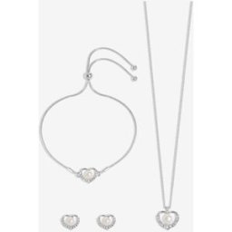 Jon Richard Jon Richard Pearl Crystal Heart Trio Set doré Un an