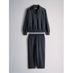 The Set The Set Trophy Neck Sweatshirt and Barrel Leg Joggers Co-Ord Set Dark Navy bleu L (FR 46-48)