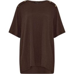 Yours Curve Yours Curve Bubble Textured Top Brun FR 48 (EU 46)