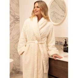 Cyberjammies Cyberjammies Striped Sealskin Fleecy Dressing Gown crème L (FR 46-48)